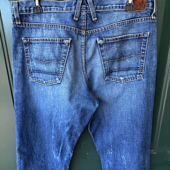 Agave Denim Copper Waterman Jeans 34x33 Made USA Relaxed Straight Distressed - Picture 6 of 9